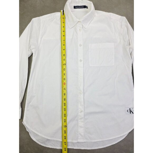 Calvin Klein Jeans Size Small Womens Oversized Baggy Loose White Logo Tag Shirt - Picture 14 of 15